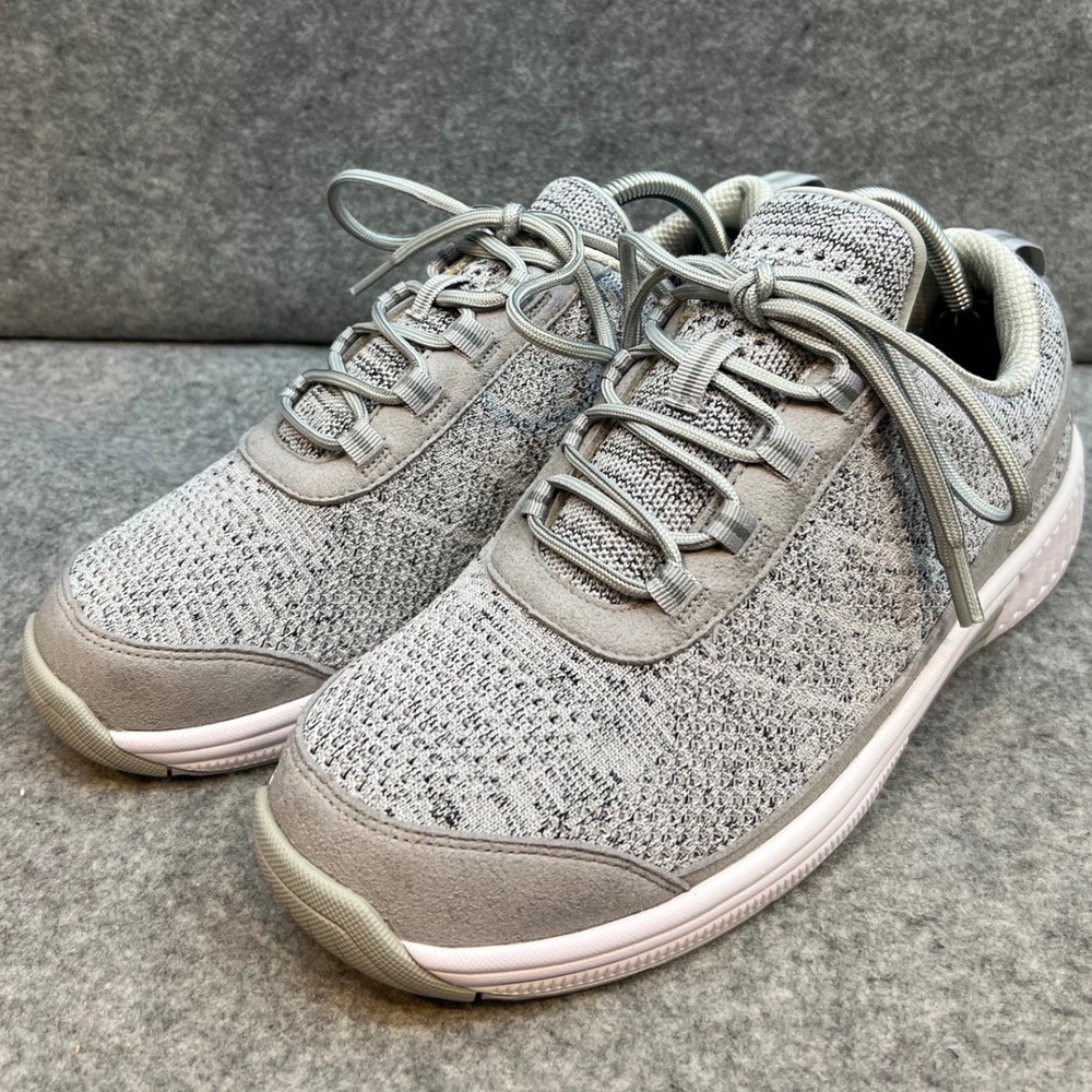 Orthofeet Mens Grey Knit Athletic Sneakers Lace Up Comfort Walking Shoes 10 2E
